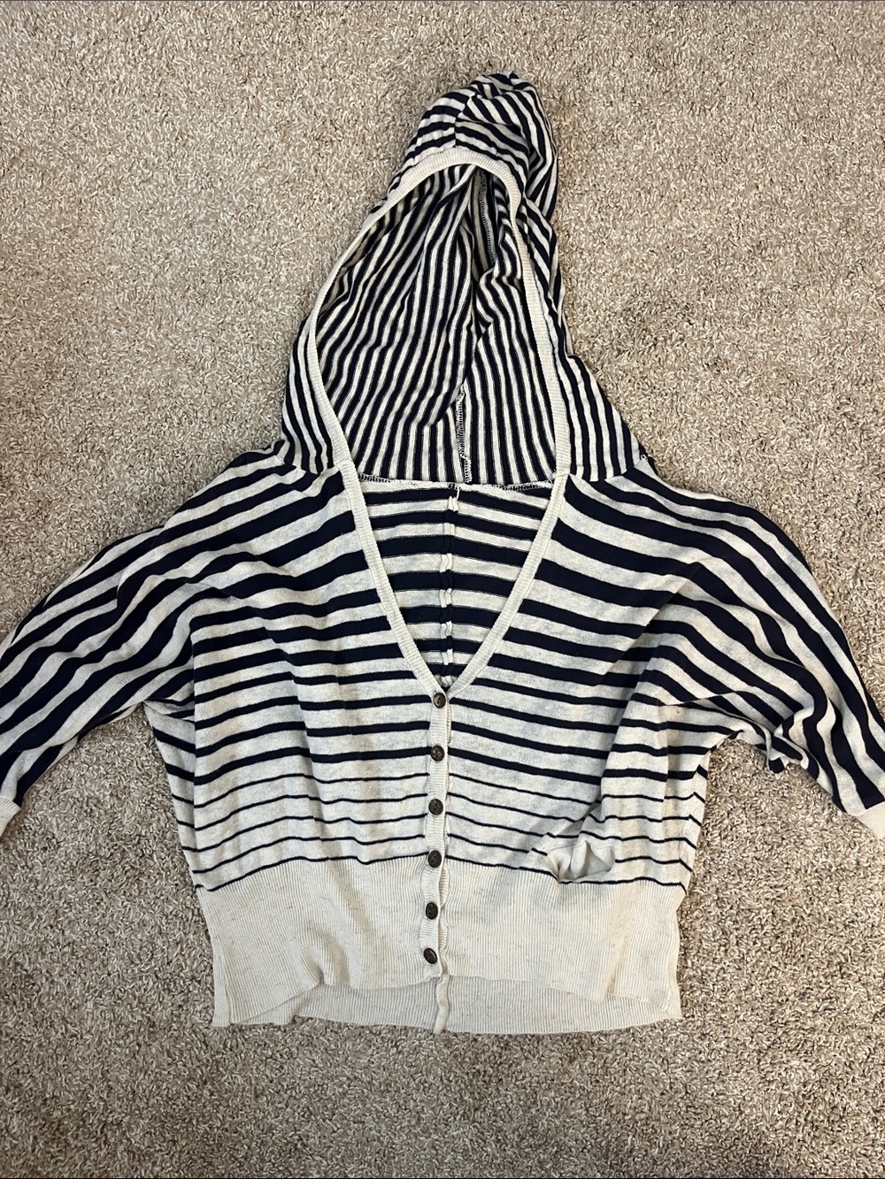 Striped Hooded Cropped Cardigan